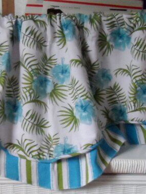Valance Tropical Hibiscus & Stripes Dual Layer 17.5" x 56" by Color Drift